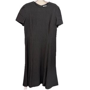 MM Lafleur Inez Dress Sz 16 Charcoal Gray Short Sleeve Crew Neck Short Sleeves